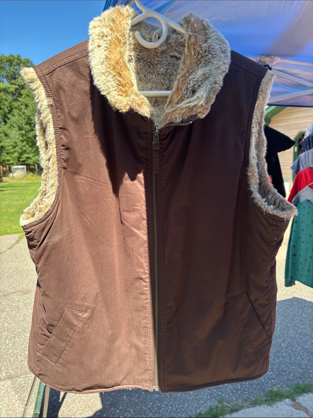 GAP Brown Faux-Fur Lined Sleeveless Vest
